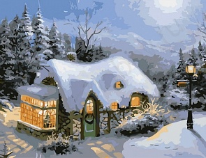 Раскраска по номерам - Зимний вечер, 40 х 50 см. (Белоснежка, 831-AB)